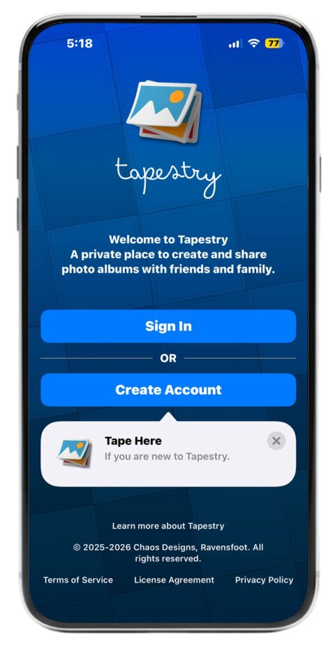 Tapestry welcome iOS